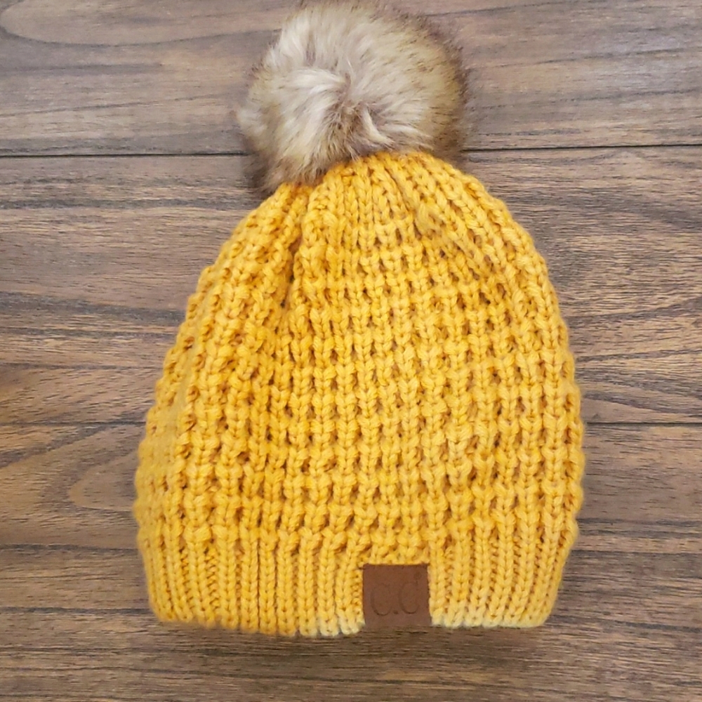 C.C yellow Women's beanie with inner lining